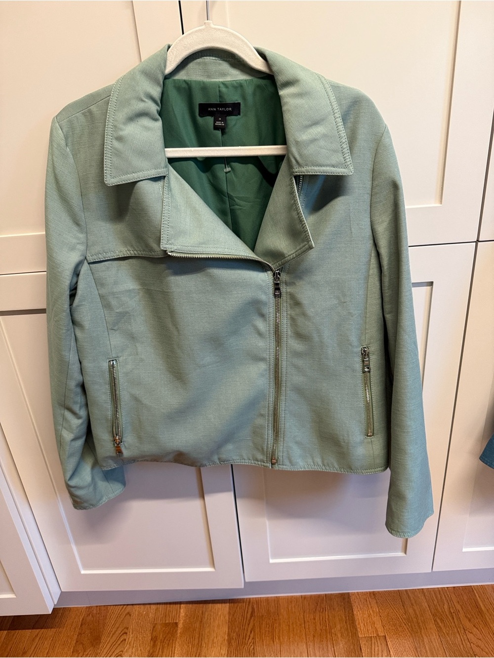 Ann Taylor Sage Asymmetric Zip Moto Jacket